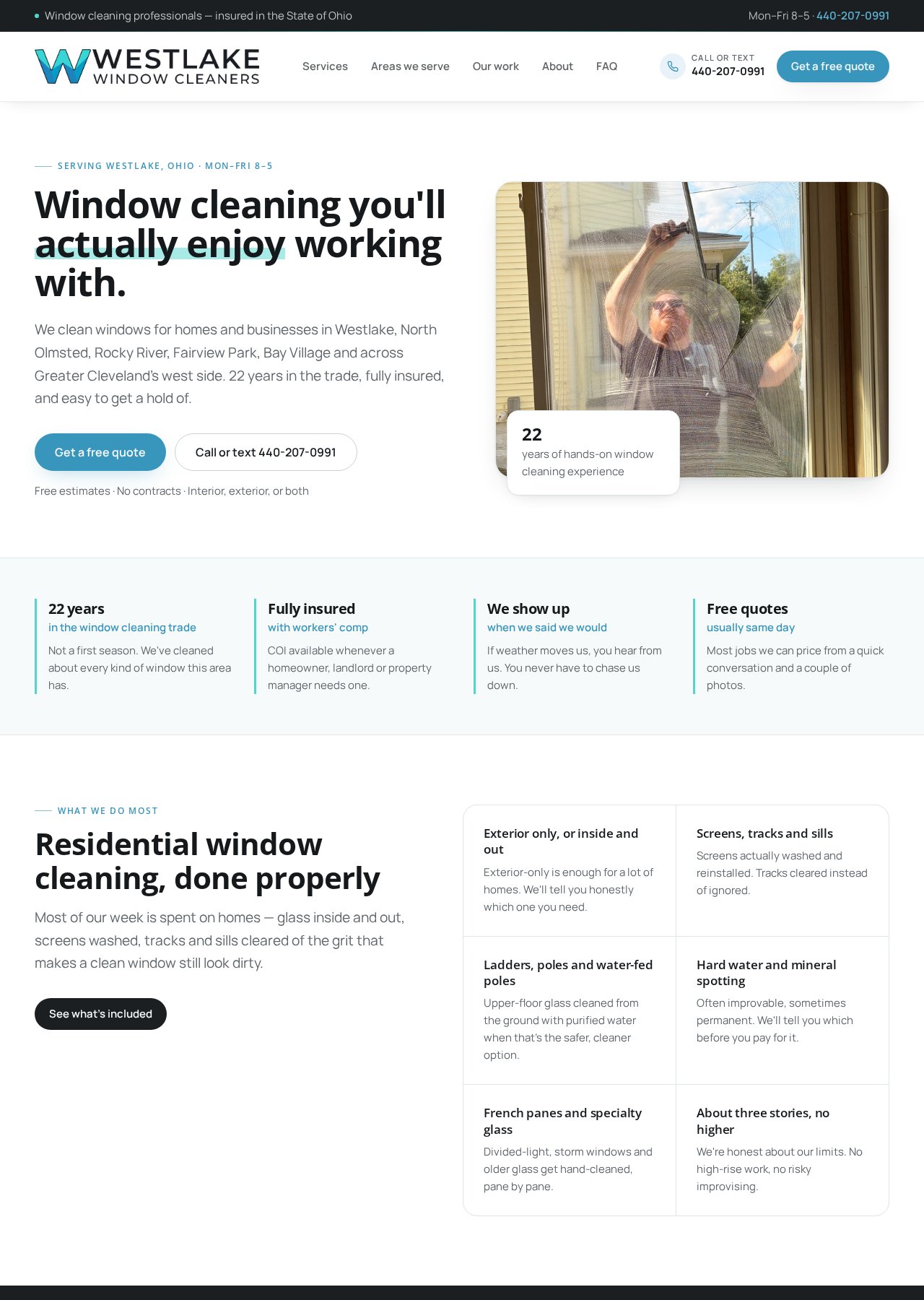 Westlake Window Cleaners website